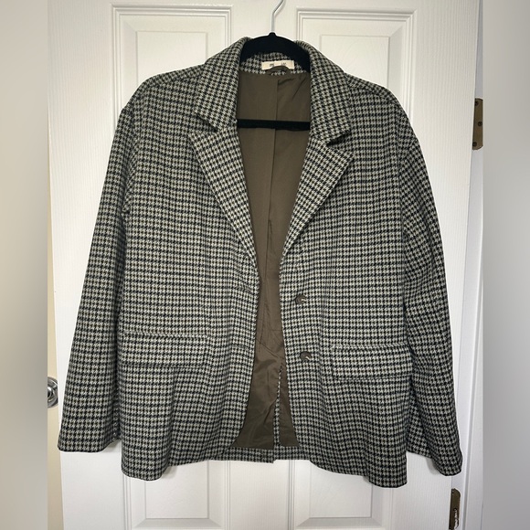 Madewell Oversized Knit Blazer in Green Houndstooth - Size XXS - Picture 11 of 15